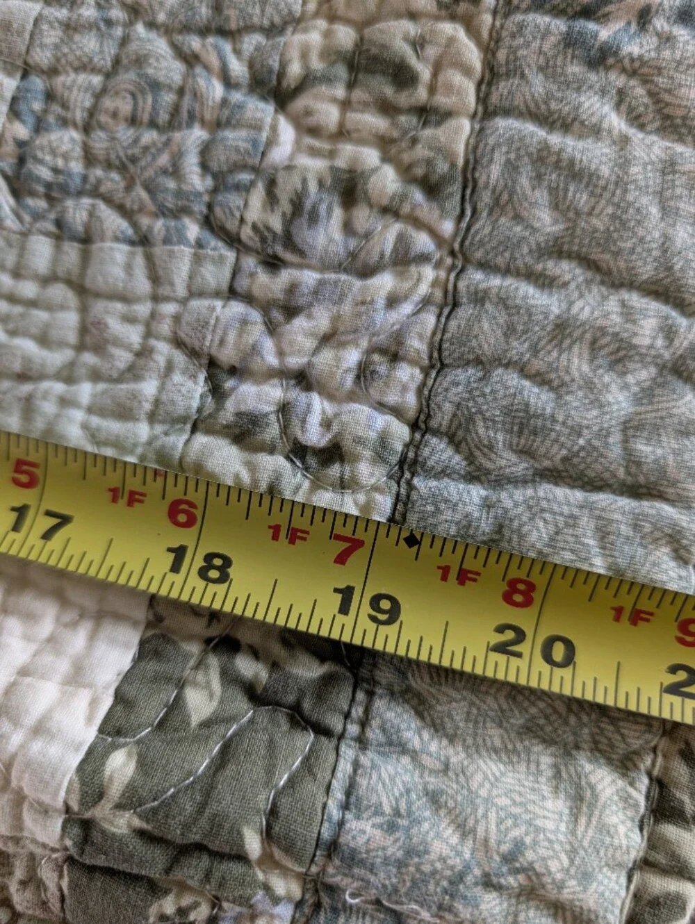 JCPenney Cream Green Floral Quilted Pillow Covers Cotton Size 23.5